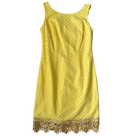 Lilly‎ Pulitzer Dawson Dress Starfruit Yellow Dot Dot Dot Lace Size 4 - Picture 7 of 9